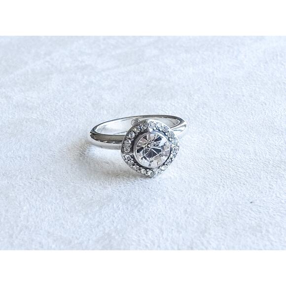 Brighton Romantica Ring Silver Plated Stackable Rhinestone Crystal Size 5.75 - Picture 1 of 4